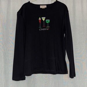 Black Long Sleeve Tee with Cheers Design